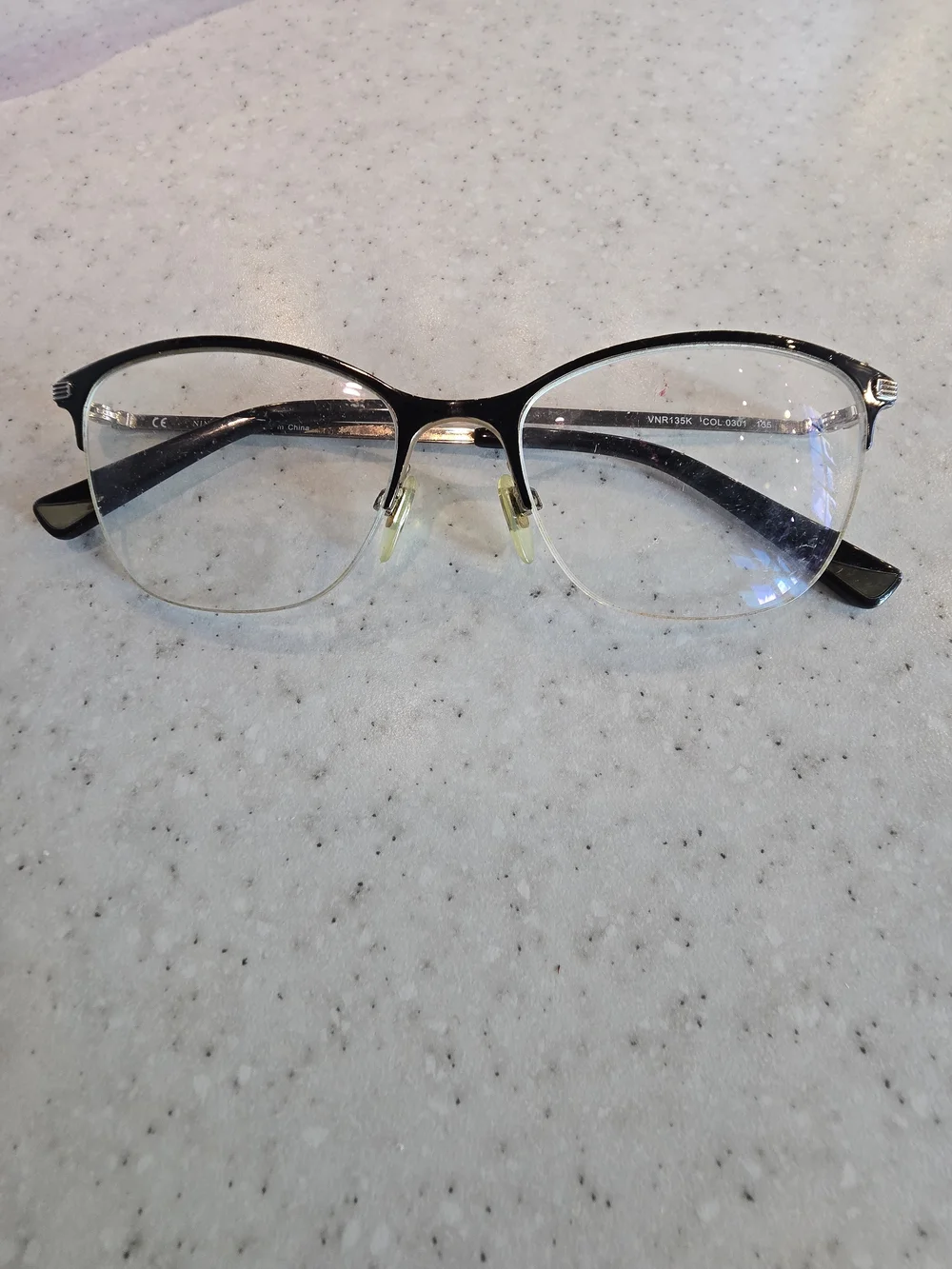 Nina Ricci VNR135K 0301 Black Gold Half Rim Eyeglasses Frames 51-17-135